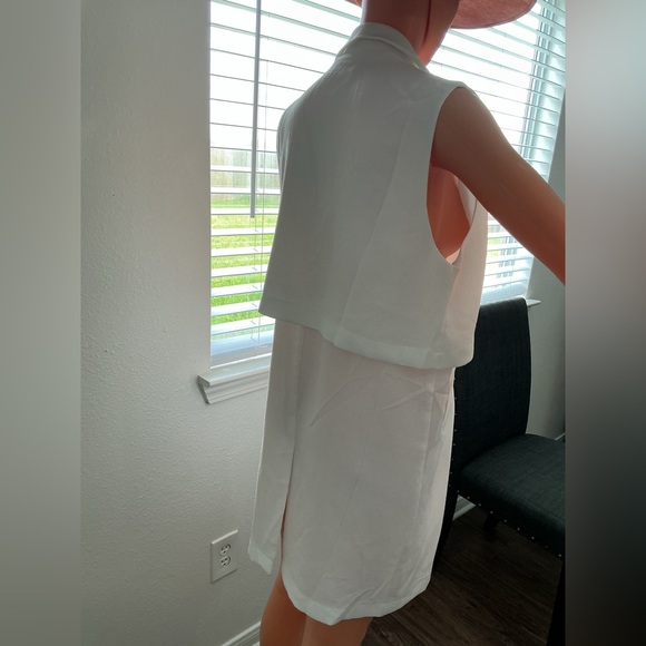 Sophie Rue White Blazer Dress Sleeveless Deep V Mini Size M - Picture 5 of 11